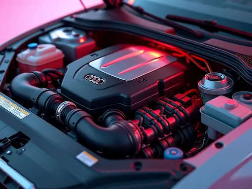 Audi Maintenance Schedule: A Mechanic’s Guide to Long-Lasting Performance 4 Audi maintenance schedule 2025 – 60,000-mile service engine bay with brake fluid, spark plugs, and transmission highlighted