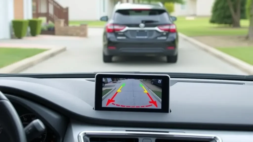 Reversing Camera in a Car: Complete Guide with Expert Tips 4 Car using a reversing camera in a car with parking guidelines on the screen for safe backing