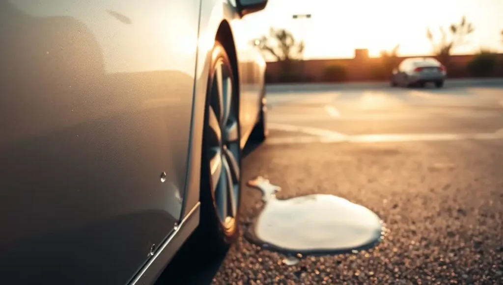home 6 water is leaking from my car: Clear water dripping under a car from AC condensation — normal leak.