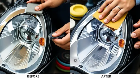 Best way to clean a car headlights showing restoration and crystal-clear visibility
