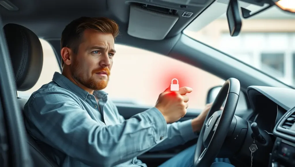 Driver looking at anti-theft warning light on car dashboard — anti-theft system won’t let my car start.