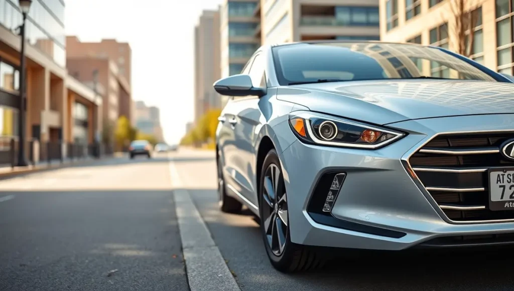 Hyundai Elantra: Everything You’ve Ever Wanted to Know — Clearly Explained 4 2017 Hyundai Elantra in a modern city setting, highlighting its updated design and improved features.