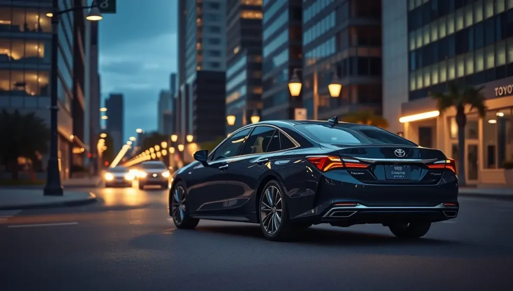 Used Toyota Crown Guide: Everything You Need Before You Buy One 2 2023 Toyota Crown in dark blue parked on a city street at dusk, showcasing its unique raised hybrid sedan design.