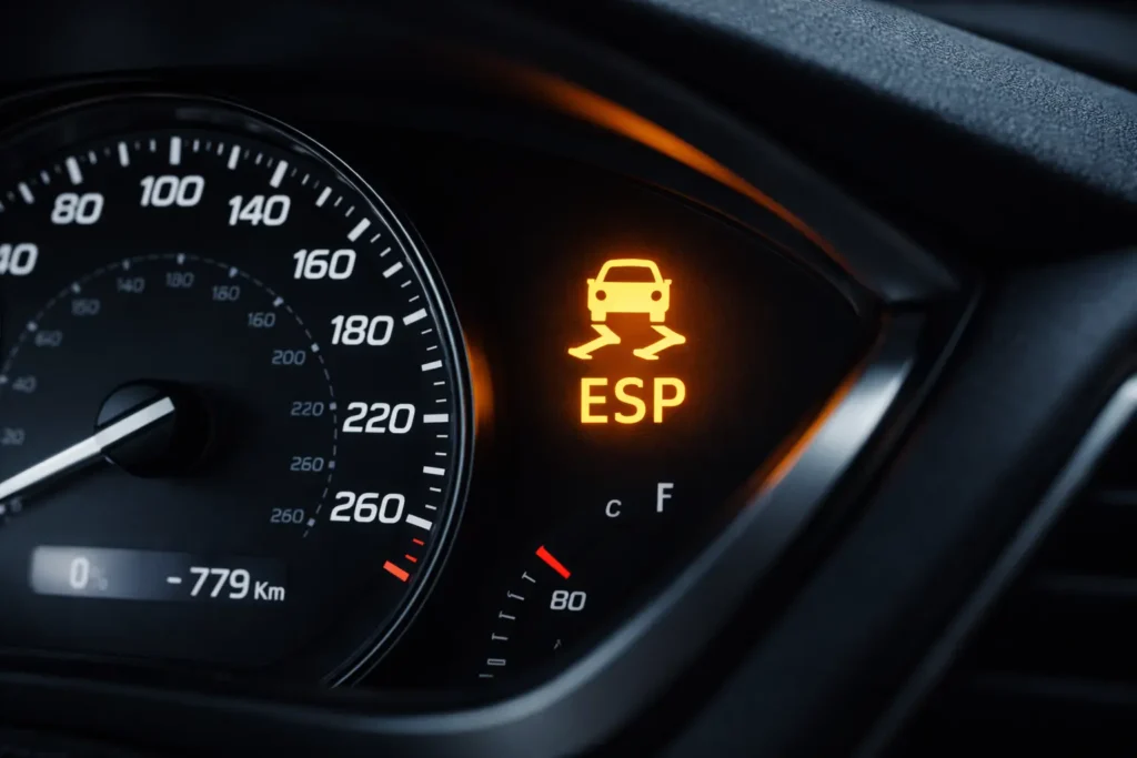 What Does ESP Mean? Unlocking the Mystery of Your Car’s Guardian Angel 10 What Does ESP Mean:?ESP warning light illuminated on a car dashboard indicating the electronic stability program