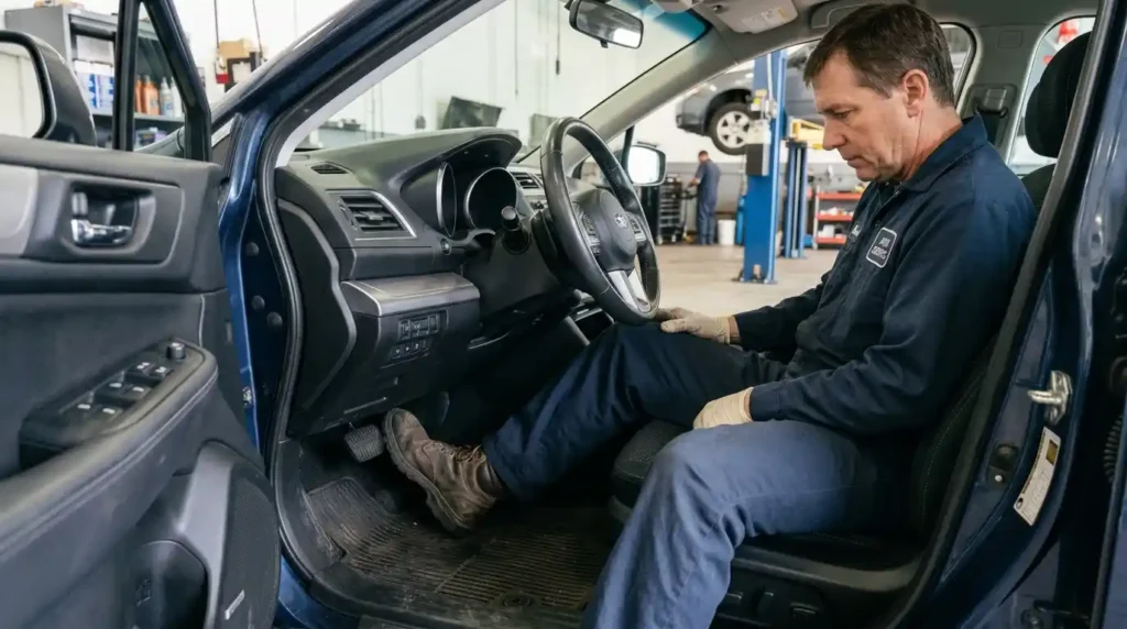 Brake Pedal Feels Soft: Causes, What to Check, and What to Do 2 Brake pedal feels soft during a brake system inspection