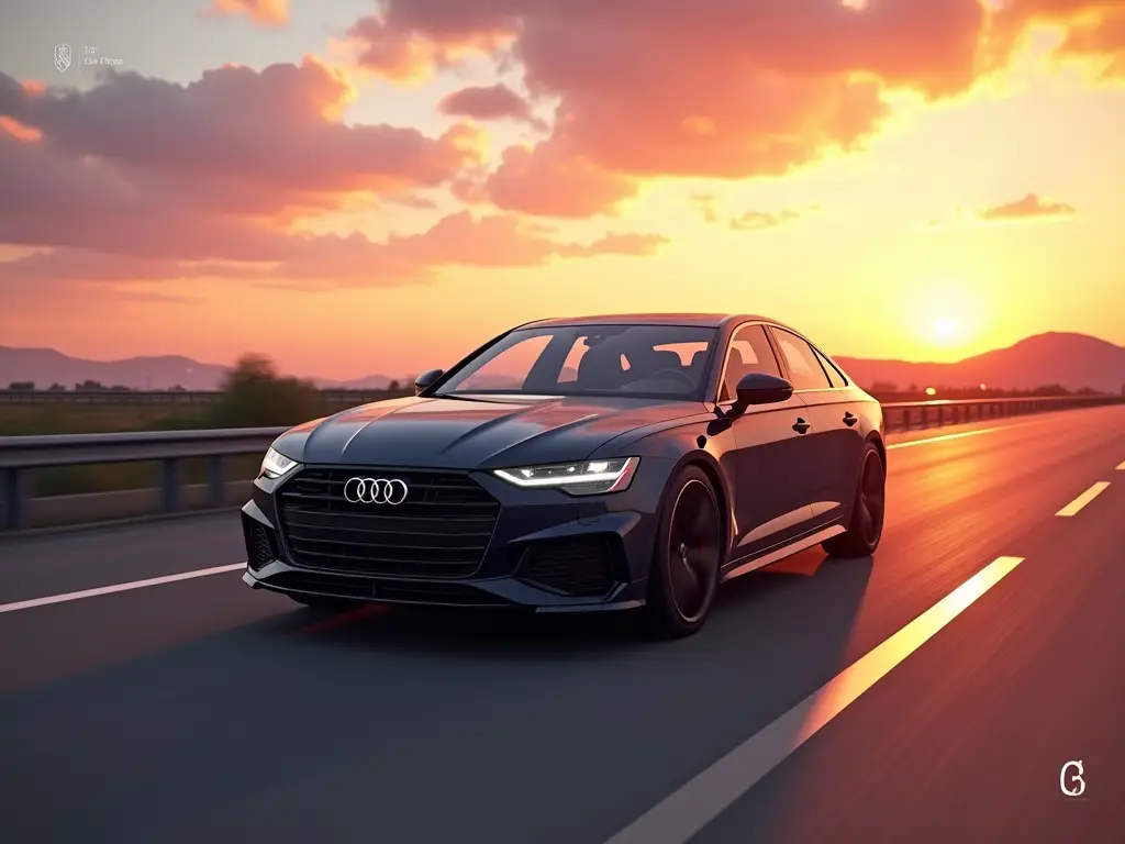 Audi maintenance schedule 2025 – Audi cruising smoothly on highway, showcasing performance and care